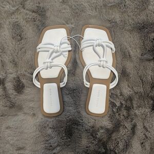 Azalea Wang White Knot Sandles, Size 8 (New)